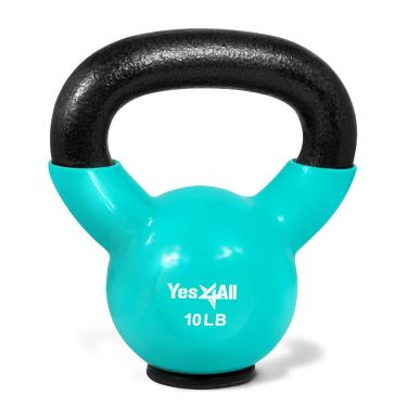 Imagem de Yes4All Kettlebell revestido de vinil com base protetora de borracha, kettlebells de treinamento de força para halterofilismo, condicionamento, força e treinamento central (4,5 kg – menta)