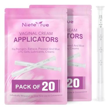 Imagem de Nieteyrue Aplicadores vaginais de plástico para creme (40 pacotes), versão atualizada, marcações de dosagem embaladas individualmente, adequadas para a maioria dos cremes, formigas lubrificantes ou