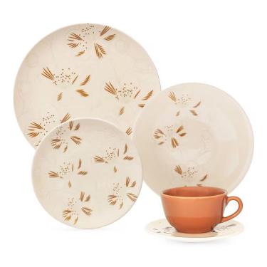 Imagem de Aparelho Jantar Unni Orquídea 20 Pçs Marrom Oxford Marrom/off White/savana