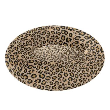 Imagem de SEHANY Cama de cachorro com estampa de leopardo, removível e lavável, pequena, redonda, cama de gato fofa, super macia, confortável para animais de estimação com fundo antiderrapante para cães