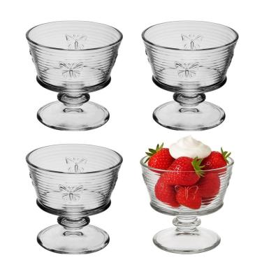 Imagem de Jogo 4 Taça De Sobremesa Vidro Transparente Lines Butterfly Borboleta Wolff 240ml