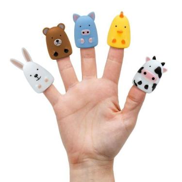 Imagem de Brinquedo para Banho Dedoches Bebe Bichos da Floresta Teatro de Dedos 