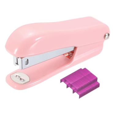 Imagem de PATIKIL Mini grampeador de mesa, pequeno grampeador de escritório fofo com 3000 grampos padrão 26/6, capacidade de 20 folhas para materiais de escritório, relatórios de projetos de artesanato, rosa