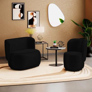 Imagem de Poltrona E Namoradeira Orgânica Molly Couríssimo Preto - Desk Design Cor Preto