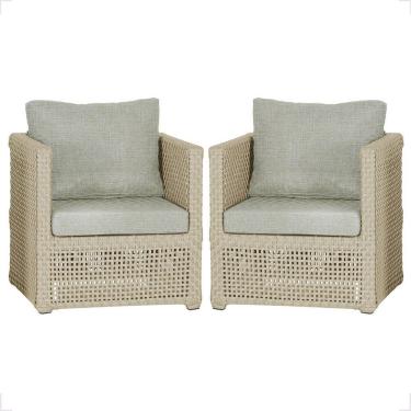 Imagem de 2 Poltronas Madri Alumínio Corda Náutica Estofado 3 Trama Rami