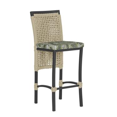 Imagem de Banqueta Em Alumínio Roma Preta Corda Náutica Tecido 5 Rami