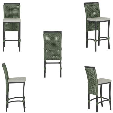 Imagem de 4 Banqueta Em Alumínio Roma Preta Corda Náutica Tecido 3 Verde