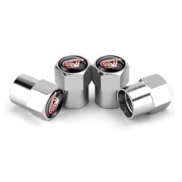 Imagem de GO-UPP Sliver 4 peças logotipo ST tampas de haste de válvula de pneu de roda de carro para Ford ST Focus Mondeo kuga Fiesta ecosport s-max Edge Mustang Transit Taurus f150 Exploror Acessório