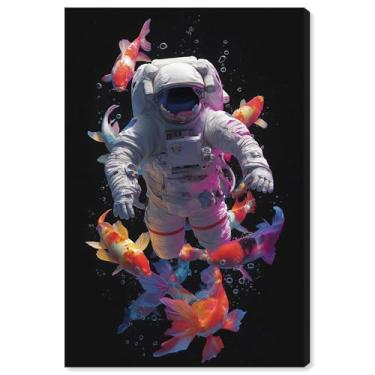 Imagem de Arte de parede de astronauta impressa em tela Deep Space Fishes II por Art Remedy, Gallery Wrapped, 50 x 76 cm