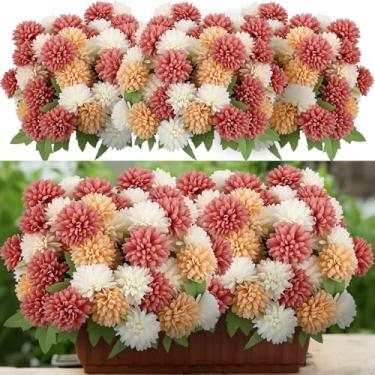 Imagem de XunYee 12 peças de flores artificiais kiku artificiais primavera flores coloridas sortidas de seda falsa mães crisântemos buquê de primavera kiku para vaso mesa arranjo floral para casamento, casa