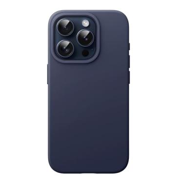 Imagem de JETech Capa de Silicone para iPhone 15 Pro 6,1 Polegadas, Case Protetora para Corpo Inteiro com Toque Suave e Sedoso, Capinha à Prova de Choque com Forro de Microfibra (Azul)