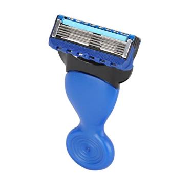 Imagem de Semme Navalha de Barbear Manual, Lâmina Rotativa, Botão Removível, Barbeador de Segurança, Lavável, Ferramenta de Remoção de Pelos para Homens e Mulheres, Aço Inoxidável ABS (BLUE)
