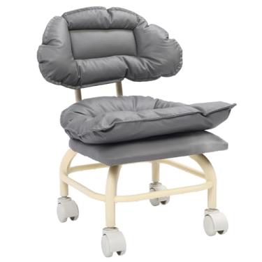 Imagem de Yinhing Cadeira Giratória Portátil Em Miniatura Cinza, Cadeira Giratória de 360 ​​graus Com Rodas e Encosto para Academia, Salão de Beleza, Spa, Design Ergonômico, Altura, Conforto Aprimorado, Uso Multifuncional para Rel