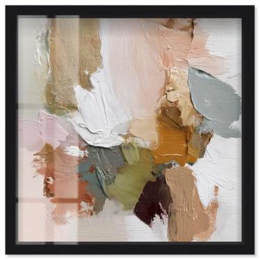 Imagem de Swirl of Joy II Shadowbox Print Taupe Boho Wall Art por Art Remedy, moldura preta, 53 x 53 cm