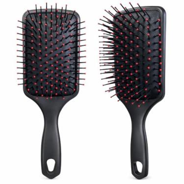 Imagem de Escova de Cabelo Raquete Almofadada - Cerdas Macias, Anti Frizz, Aniti Quebra Profissional PREMIUM - Cor PRETA