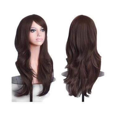 Imagem de Peruca Sintética Longa Ondulada Rosa Roxa De 70cm Para Mulheres Fantas