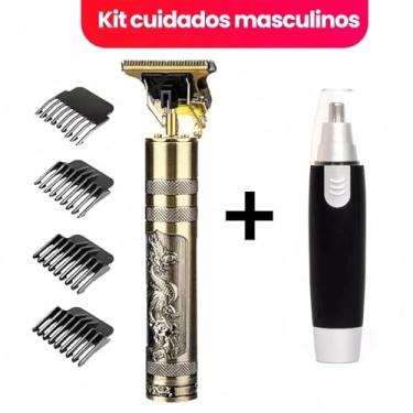 Imagem de Kit Cuidados Masculinos - Barbeador e Aparador de Pelos Maquina cortar cabelo dragão Recarregável USB, Aparador de Pelos Nariz e Ouvido, Portátil, Lâminas de Alta Precisão, Ideal para Barba, Cabelo e Acabamento.