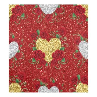 Imagem de Blueangle Capa magnética para lava-louças rosas vermelhas com glitter dos namorados, decoração da capa da máquina de lavar louça, adesivos de eletrodomésticos, adesivos de eletrodomésticos, 58 cm C x