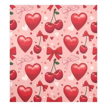 Imagem de Blueangle Dia dos Namorados Corações Cerejas Capa Magnética para Lava-Louças Decoração Frontal de Lava-Louça, Decalques de Armário Doméstico Adesivos Eletrodomésticos, 58 cm C x 66 cm Adesivo