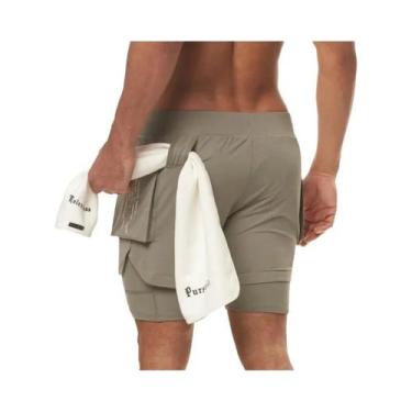 Imagem de Shorts Esportivos Masculinos 2 Em 1 Para Verão, Corrida, Praia, Academ