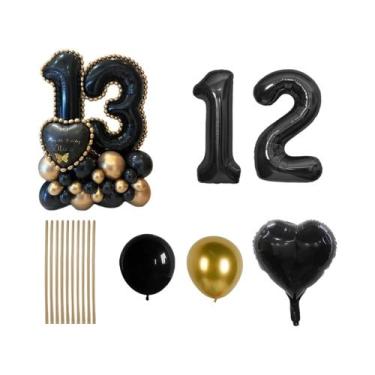 Imagem de Conjunto De Balões De Alumínio Em Forma De Coração Preto Para Decoraçã