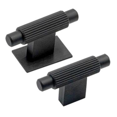 Imagem de Modena - Strada preto fosco, maçanetas de armário de alumínio, pacote com 5 – 6 cm de comprimento, puxadores de gaveta de cozinha, puxadores de armário, orifício único.