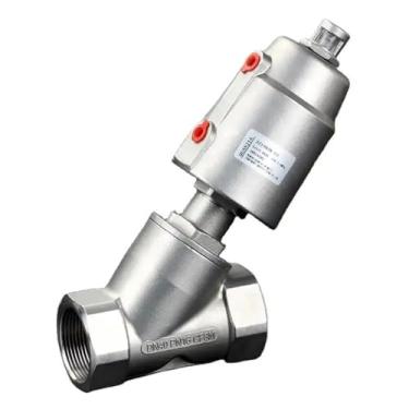 Imagem de Válvula de assento pneumática de aço inoxidável DN15 304 16 bar para válvula de assento de ângulo normalmente fechado a gás a vapor pneumática