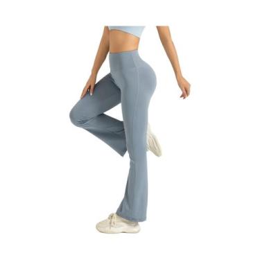 Imagem de Calças De Yoga Femininas De Cintura Alta Com Corte Bootcut, Leggings C