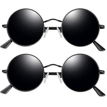 Imagem de Joopin Paquete de 2 Anteojos de Sol Redondos Negros Polarizados UV400