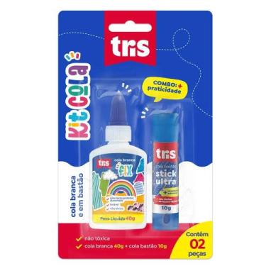 Imagem de Kit Cola Branca Fix 40g + Cola Bastão Stick Ultra 10g -Tris