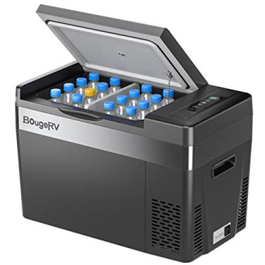 Imagem de Geladeira BougeRV de 12 volts, geladeira 12 volts para carro 30 litros portátil, refrigerador compressor, congelador compressor, 12/24V DC 110~240V AC, -13.3 °C ~ 10.0 °C para caminhão RV SUV (preto)