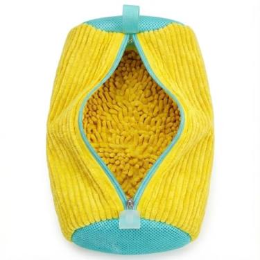 Imagem de Saco Lavar Tênis Microfibra Chenille Anti-Impacto Zíper Trava Rede Reforçada Protege Calçados Máquina