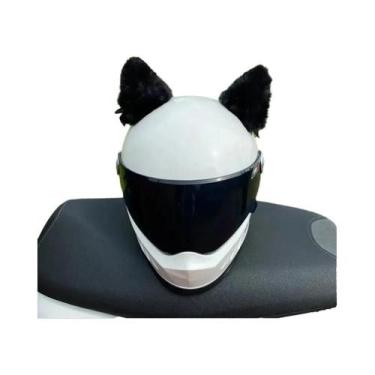 Imagem de Adesivos De Orelhas De Gato De Pelúcia Para Capacete De Motocicleta 2 