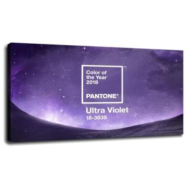 Imagem de Pôster sólido impressão em tela roxa arte de parede colorida para casa 1 painéis decorações com moldura 33.0 cmx20.3 cm