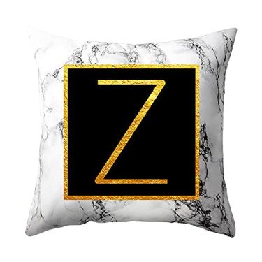 Imagem de Fronha de Travesseiro com Letras Douradas Marmorizadas Capa Almofada Sofá Tecido Suple Alta Classe Impressão Estilosa e Elegante Trabalho Exquisito Fi