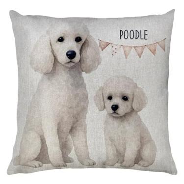 Imagem de Capa Almofada Em Linho Estampada Cachorro Pet Poodle 43x43