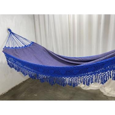 Imagem de Rede De Descanso Dormir 4,5 Toda Reforçada Até 350kg Bucho De Boi Toda Artesanal(AZUL LUXO)
