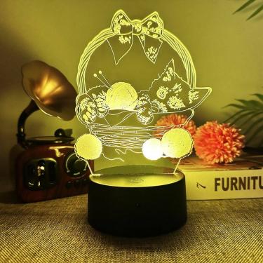 Imagem de Candeeiro de mesa USB Night Light 3D Cute Animal com painel de acrílico