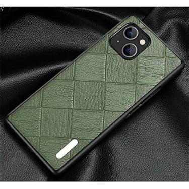 Imagem de ZEDEVB Capa de telefone de couro à prova de choque, capa de telefone traseira totalmente embrulhada para capa Apple iPhone 14 Plus 2022 [proteção de tela e câmera] (cor: verde)