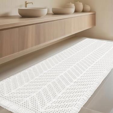 Imagem de Tapete de banheiro extra grande, tecido boêmio, moderno, absorvente, antiderrapante, tapetes de banheiro ultramacios, tapetes de banho de malha laváveis à máquina com espinhas de peixe para banheiro