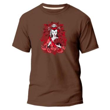 Imagem de Camiseta Básica Algodão Premium Estampa Digital Gueixa Skele - Pavesi,