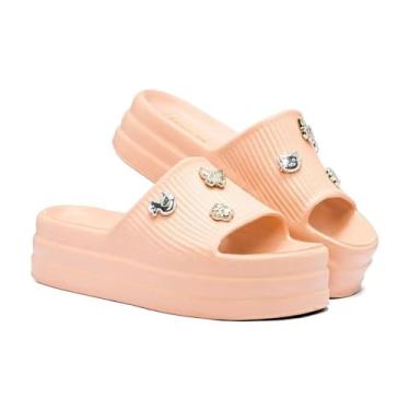 Imagem de Chinelo Feminino Plataforma EVA Slide com Botons Confortável Antiderrapante (Nude, BR, Adulto, Faixa Numérico, 33, 34)