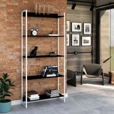 Imagem de Estante Studio Preta e Branca 80x187 cm - Modern