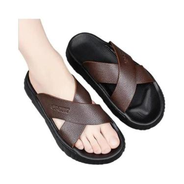 Imagem de Chinelos De Verão Masculinos Estilosos Com Ponta Aberta, Solado Macio,