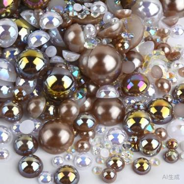 Imagem de 500 peças ABS pérolas semi-redondas e resina flatback strass tamanhos variados kit sortido para fazer joias DIY, arte de unhas, decoração de artesanato (cor 23)