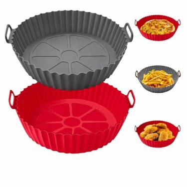 Imagem de Kit com 2 Formas Reutilizáveis 18cm para Air Fryer e Micro-ondas, Antiaderente, Evita Sujeira e Facilita o Cozimento