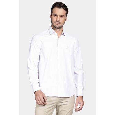 Imagem de Camisa Aramis Regular Tricoline Xadrez Branco e Rosa-Masculino
