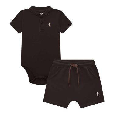 Imagem de Conjunto Bebê Menino Body/Bermuda Marrom Onda Marinha-Masculino