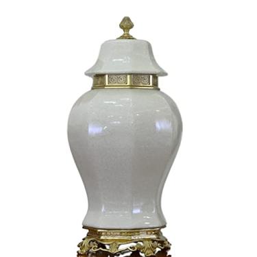 Imagem de URGDWEKJY Vaso de cerâmica de luxo estilo europeu com latas de cobre decoração sala de estar varanda escritório armário de vinho decoração de armário de parede vasos de flores (C)