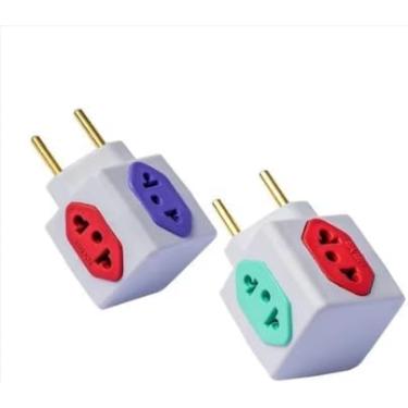 Imagem de kit 2 Adaptador Tomada Cubo 4 Entradas Benjamin 10 A Dado Varia tomadas